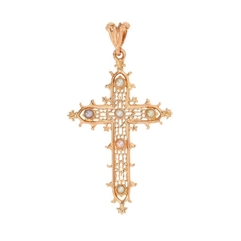 Croix vintage demi-perles or jaune 4.29g Comme neuf -  reconditionné disponible sur Gemme Les Bijoux